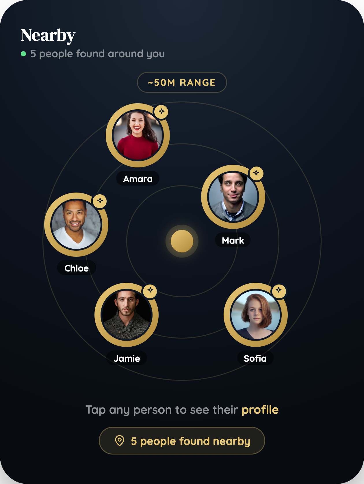The in-app locator showing verified members nearby